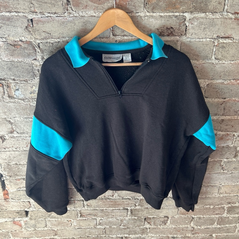 Expressions Black Pullover with Blue Lining